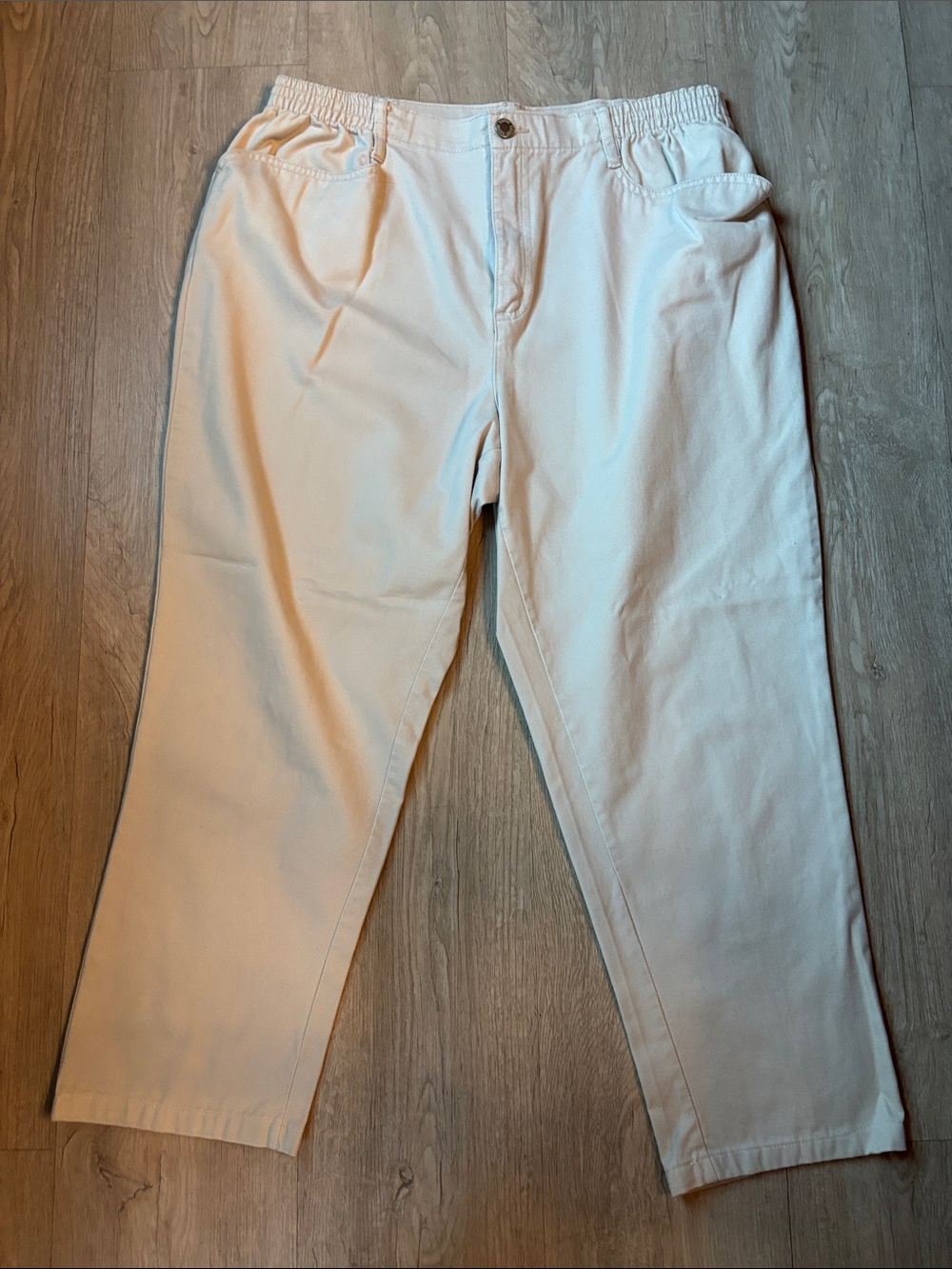 Women's Cream Elastic-Waist Pants